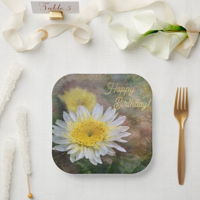 Soft and Dreamy Daisy Birthday Pappteller (Hochzeit)