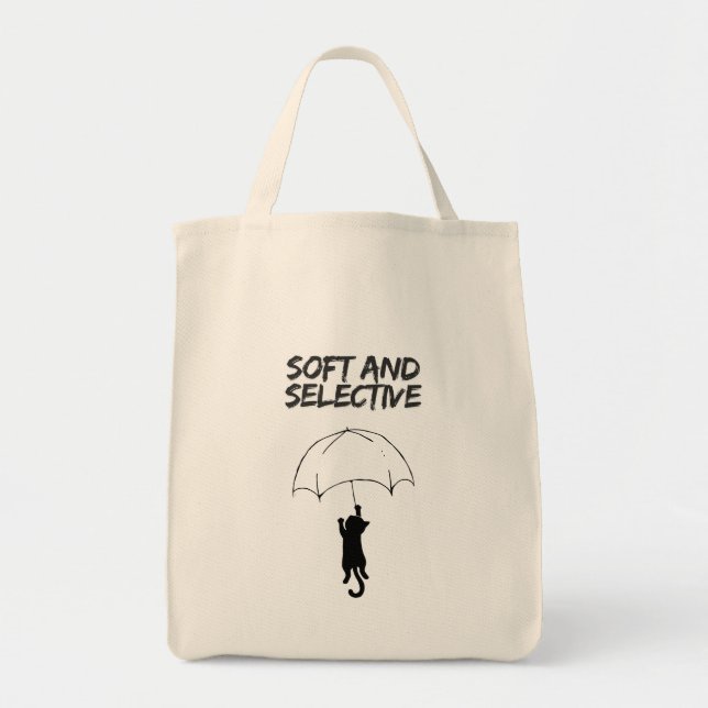 Soft and Selective - Cat Tote Bag Editable Quote Tragetasche (Vorne)