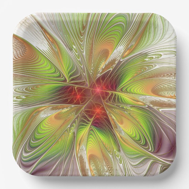 Soft and tenderderness Fraktal Fantasy Blume Pappteller (Vorderseite)