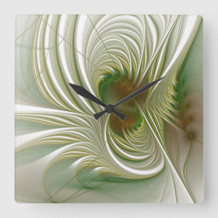Soft and tenderderness Fraktal Fantasy Blume Quadratische Wanduhr