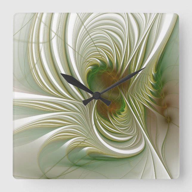 Soft and tenderderness Fraktal Fantasy Blume Quadratische Wanduhr (Vorderseite)