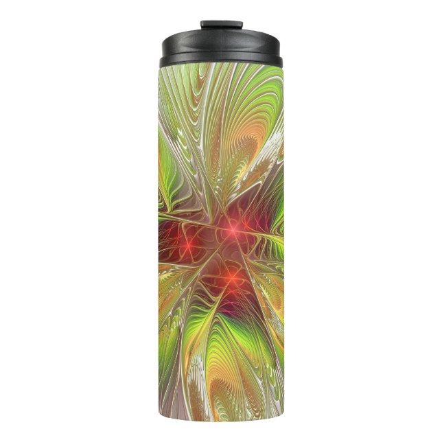 Soft and tenderderness Fraktal Fantasy Blume Thermosbecher (Vorderseite)
