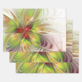 Soft and tenderness fractal fantasy flowers geschenkpapier set