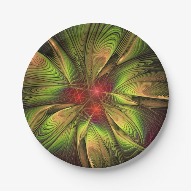 Soft and tenderness fractal fantasy flowers  pappteller (Vorderseite)