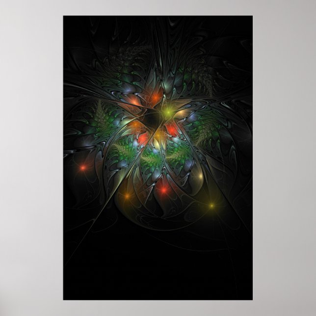 Soft and tenderness fractal fantasy flowers poster (Vorne)