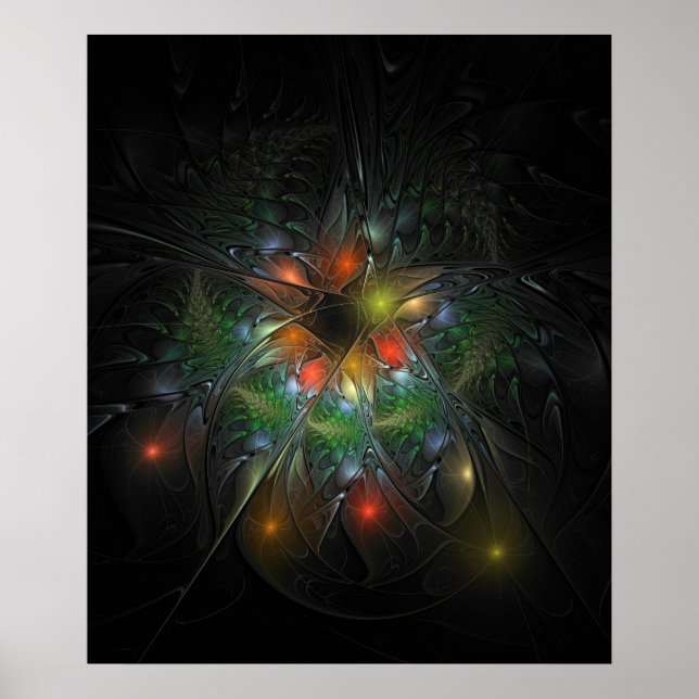 Soft and tenderness fractal fantasy flowers  poster (Vorne)
