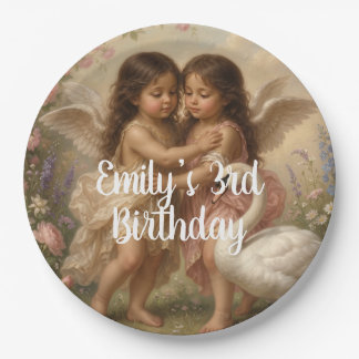 soft angel cherub girls’ birthday || paper plates pappteller