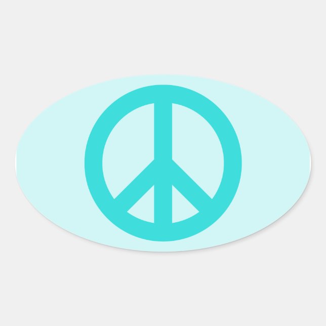 Soft Aqua Peace Symbol Ovaler Aufkleber (Vorderseite)