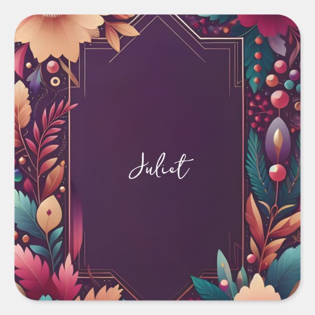 Soft Aquamarine Fall Bold Jewel Tone Brautparty Quadratischer Aufkleber (Vorderseite)