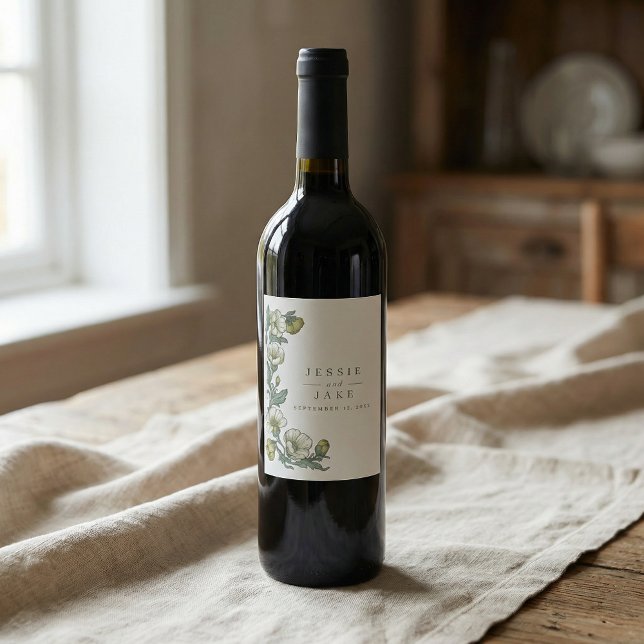 Soft Art Nouveau Botanical Wedding Weinetikett (Soft Art Nouveau Botanical Wedding Wine Label)