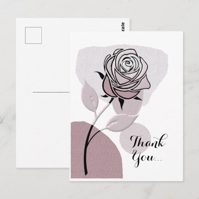 Soft Artistic Lavander Rose Thank You  Postkarte (Vorne/Hinten)