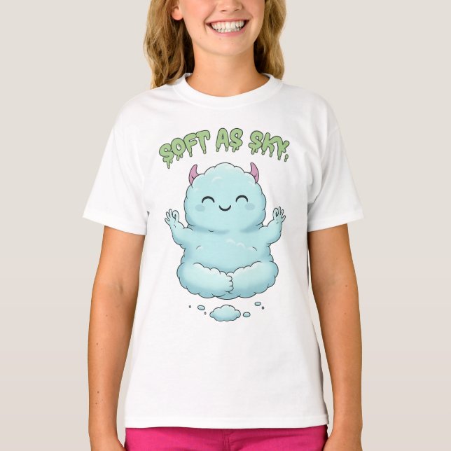 Soft as Sky: Kawaii Cloud Monster Zen Yoga & Medit T-Shirt (Vorderseite)