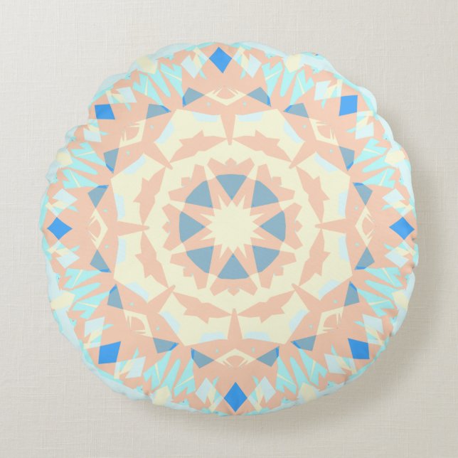 Soft Baby Blue Magic Star Summer Kinderzimmer Rundes Kissen (Vorderseite)