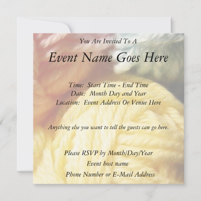 Soft Balls aus Garnen Einladung (Vorderseite)