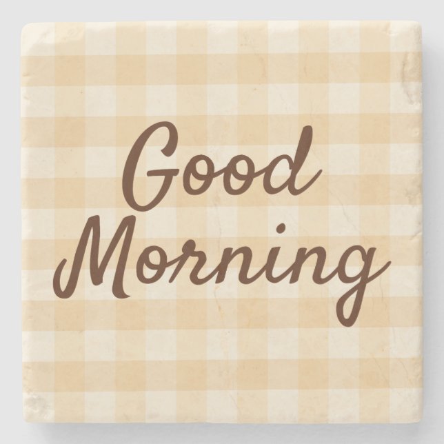 Soft Beige Checkered Morning Untersetzer - Minimal (Vorderseite)