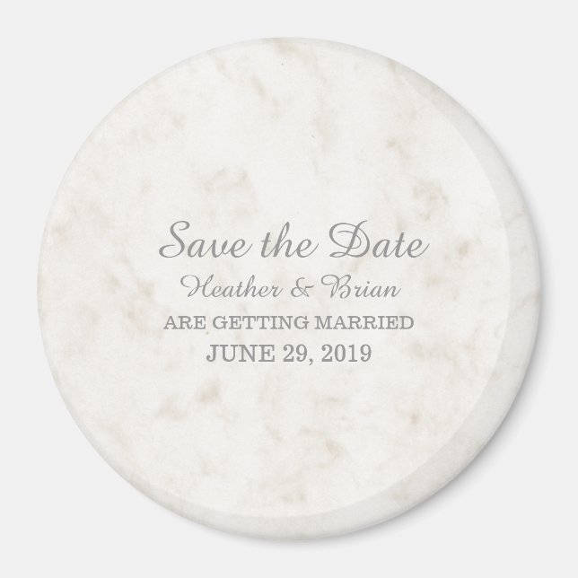 Soft Beige Elegante Marmor Save the Date Magnet (Vorne)