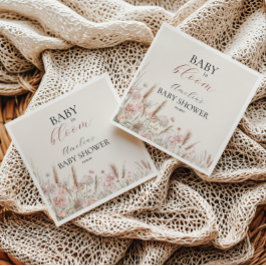 Soft Beige Floral Baby in Bloom Baby Dusche Napkin Serviette