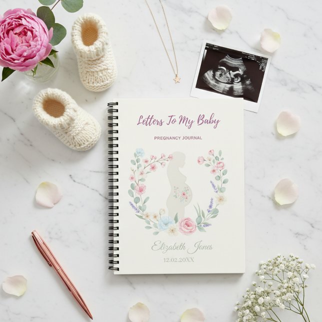 Soft Beige Floral Pregnancy Journal Keepsake Notizblock (Von Creator hochgeladen)