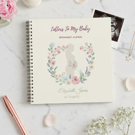 Soft Beige Floral Pregnancy Journal Keepsake Notizbuch