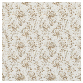 Soft Beige Toile mit Rose und Gartenblättern Stoff