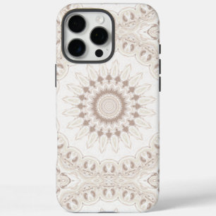 Soft Beige und White Mandala Medallion iPhone 16 Pro Max Hülle