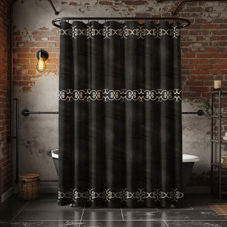 Soft Black Imitats Süede Leather Duschvorhang