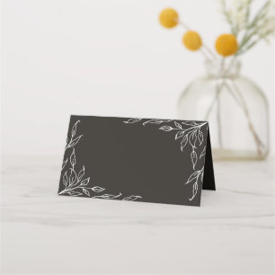 Soft Black Leaf Motif Erntedank geklappt Platzkarte