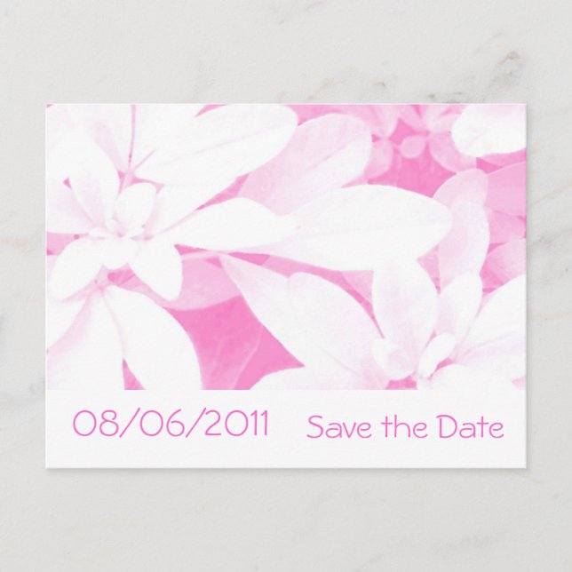 Soft Blätter Rosa Streifen Save the Date Postkarte (Vorderseite)