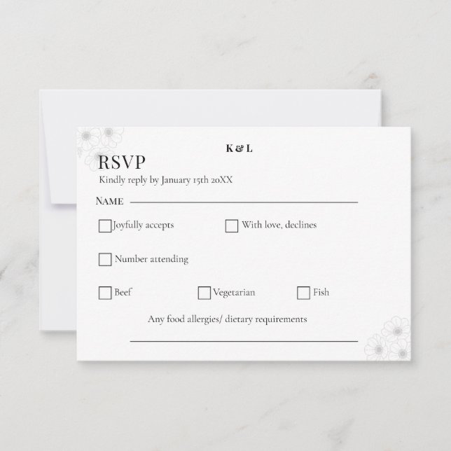 Soft Bloom Elegance / Minimalist Floral Wedding  RSVP Karte (Vorderseite)
