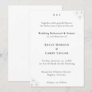 Soft Bloom Eleganz Hochzeitsprobe-Einladung Einladung