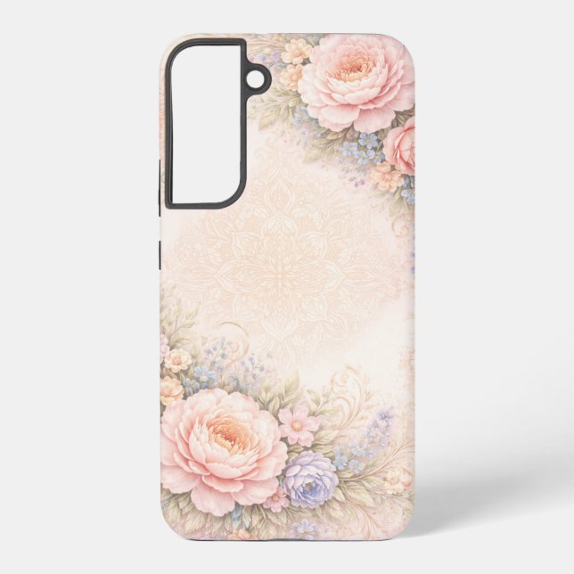 Soft Bloom: Pastel Floral Designer Handyhülle Samsung Galaxy Hülle (Rückseite)