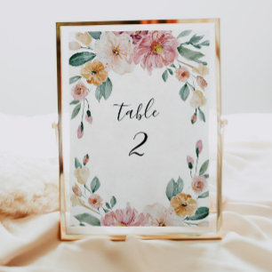 Soft Blooms Hochzeitsempfangskarte Tischnummer