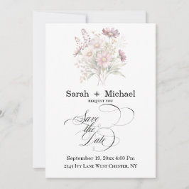 Soft Blooms Spring Floral Save the Date Invitation Einladung