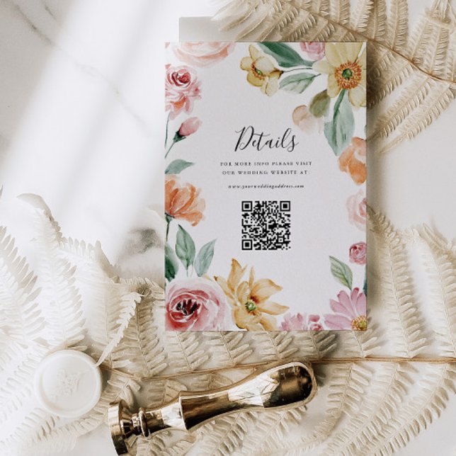 Soft Blooms Wedding Details QR Card Begleitkarte (Von Creator hochgeladen)
