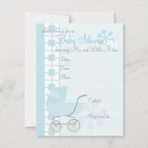 Soft Blue Baby Buggy Einladung