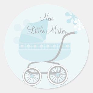Soft Blue Baby Buggy Runder Aufkleber