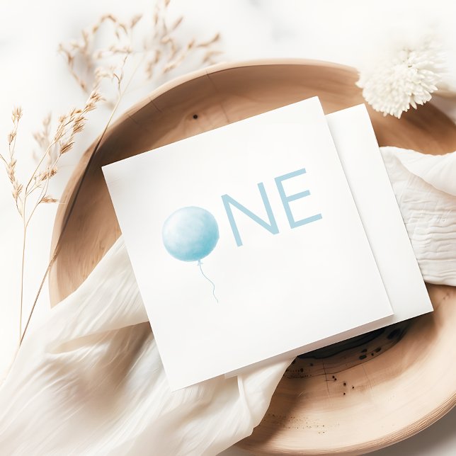 Soft Blue Balloon Modern Boys First Birthday Party Serviette (Von Creator hochgeladen)