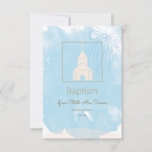 Soft Blue Baptisse UAWG mit Goldakzenten RSVP Karte