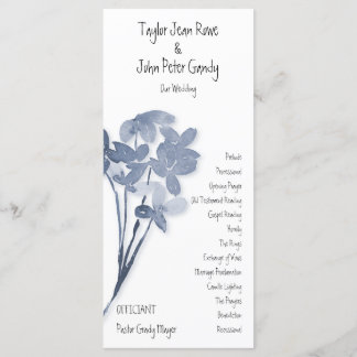 Soft Blue Blume Wedding Program Programm