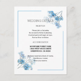 Soft Blue Botanical Watercolor Flowers Wedding  Begleitkarte