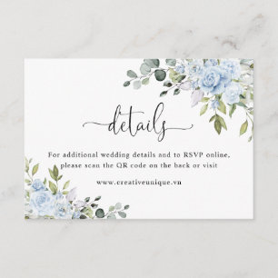 Soft Blue Botanical Website QR-Code Details Begleitkarte