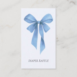 Soft Blue Bow Boy Baby Shower Diaper Raffle Begleitkarte