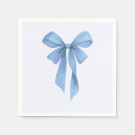 Soft Blue Bow Boy Baby Shower Napkins Serviette