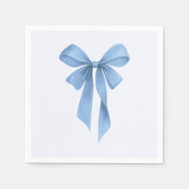 Soft Blue Bow Boy Baby Shower Napkins Serviette (Vorderseite)