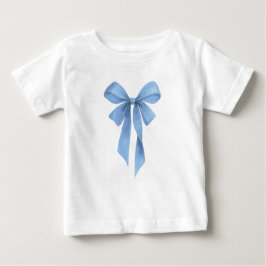 Soft Blue Bow Boy Baby Shower Party Baby T-shirt