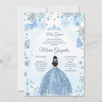 Soft Blue Butterfly & Winter Season Sweet 15. Inv.