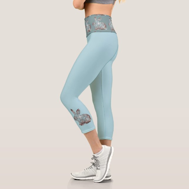 Soft Blue & Chocolate Brown Mandala Bunny Capri Leggings (Links)