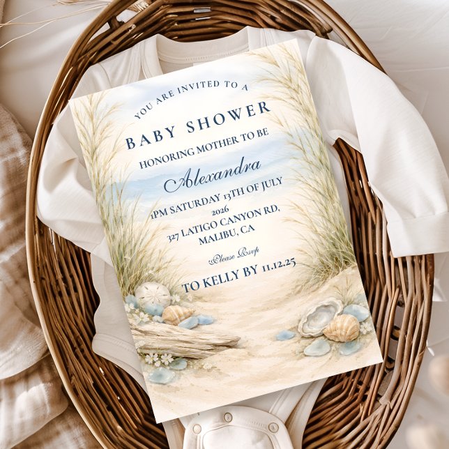 Soft Blue Coastal Baby Shower Einladung (Von Creator hochgeladen)