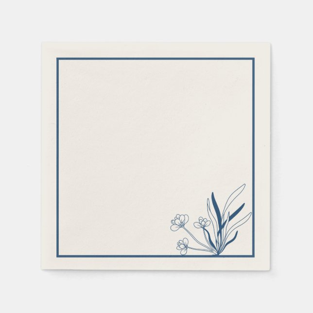 Soft Blue Coastal Botanical Napkins Serviette (Vorderseite)