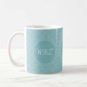Soft Blue Custom Initials Kaffee Tasse